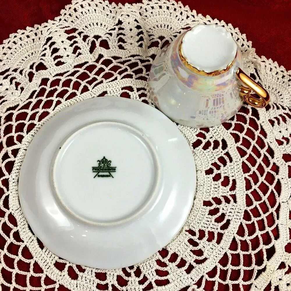 Bavaria Tirschenreuth Germany Iridescent Courting Couple Teacup - Vintage Z & Co